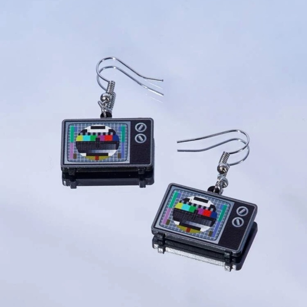 NEW Retro Vintage TV Static Dangle Earrings